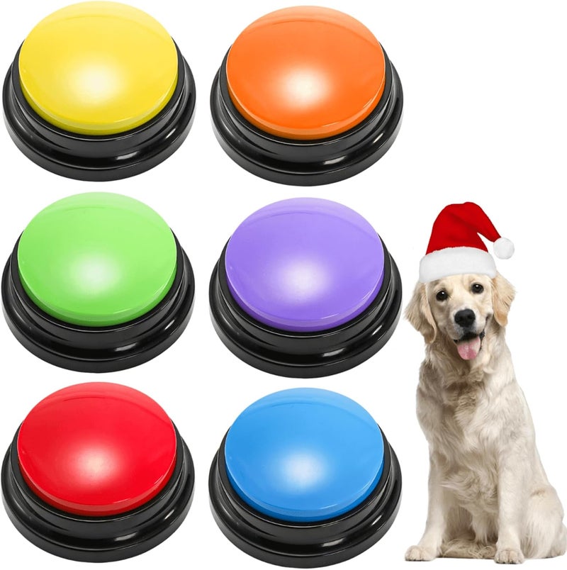 Youeon 6 Pack Voice Recording Button, 6 Colors Dog Buttons for Communication Pet Training Buzzer, 30 Seconds Record & Playback, Funny Record Buttons for Pet, Classroom, Office, Home - Image 1